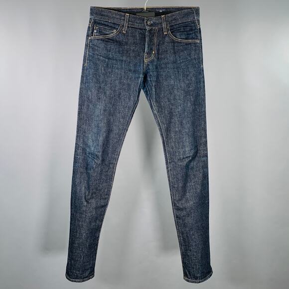 ADRIANO GOLDSCHMIED Size 30 Navy Contrast Stitch Cotton Slim Five Pockets Jeans - Picture 1 of 8